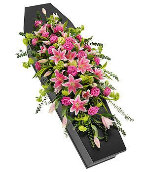 Casket Spray - Pink Rose and Lily Casket Spray