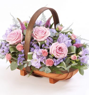 Sympathy Basket - Pink and Lilac Mixed Basket
