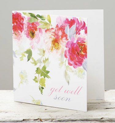 'Get Well Soon' - Watercolour Flowers