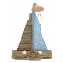 Driftwood Boat with Fabric Sail