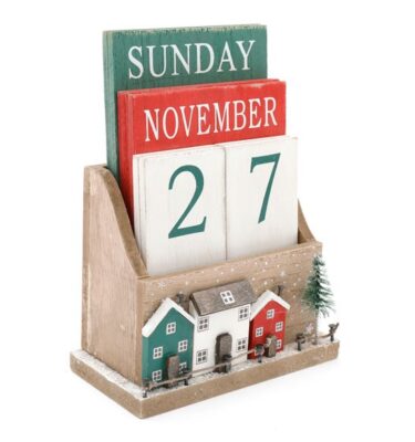 Christmas House Wood Block Calender