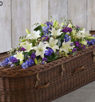 Casket Spray - Blue and White Casket Spray